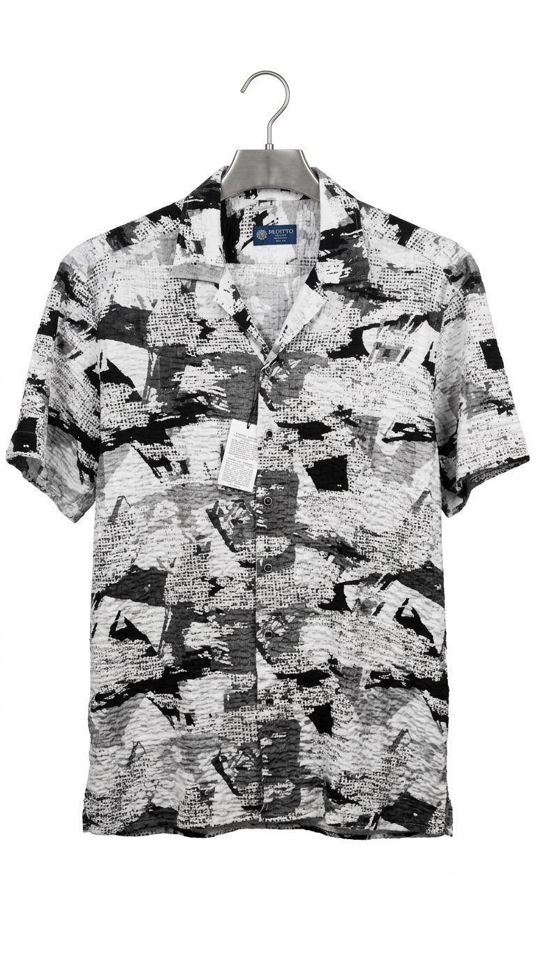 Perfetto Selection Casual Slim Fit Abstract Print Shirt – 100% Cotton