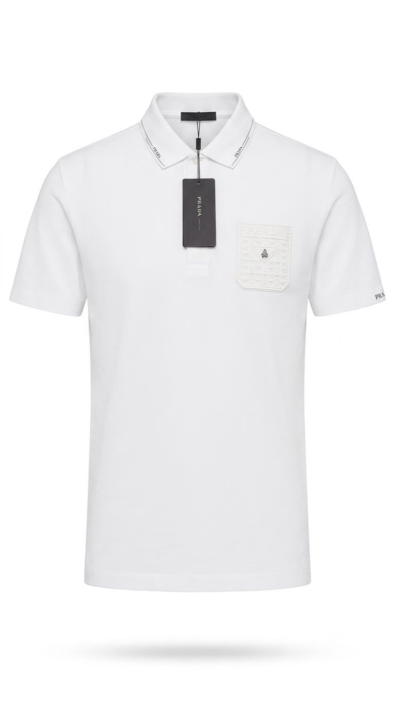 Prada White 100% Cotton Polo Shirt