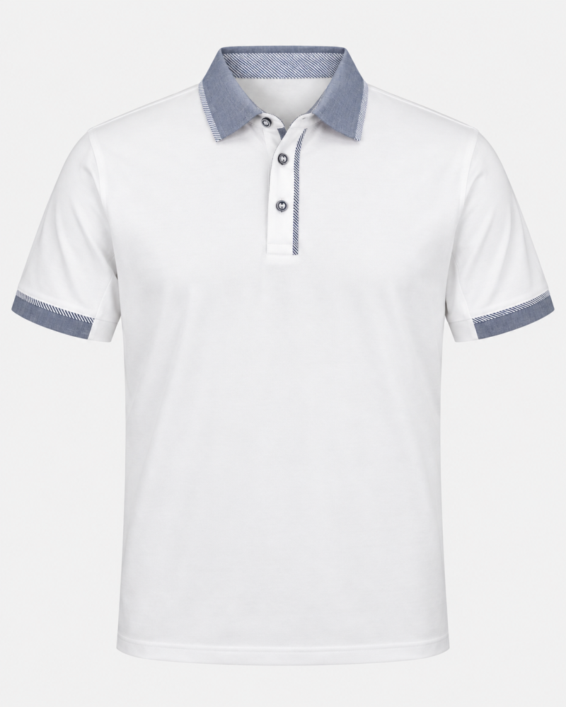 Red Jack Men’s White Polo Shirt with Gray Contrast Collar & Trim